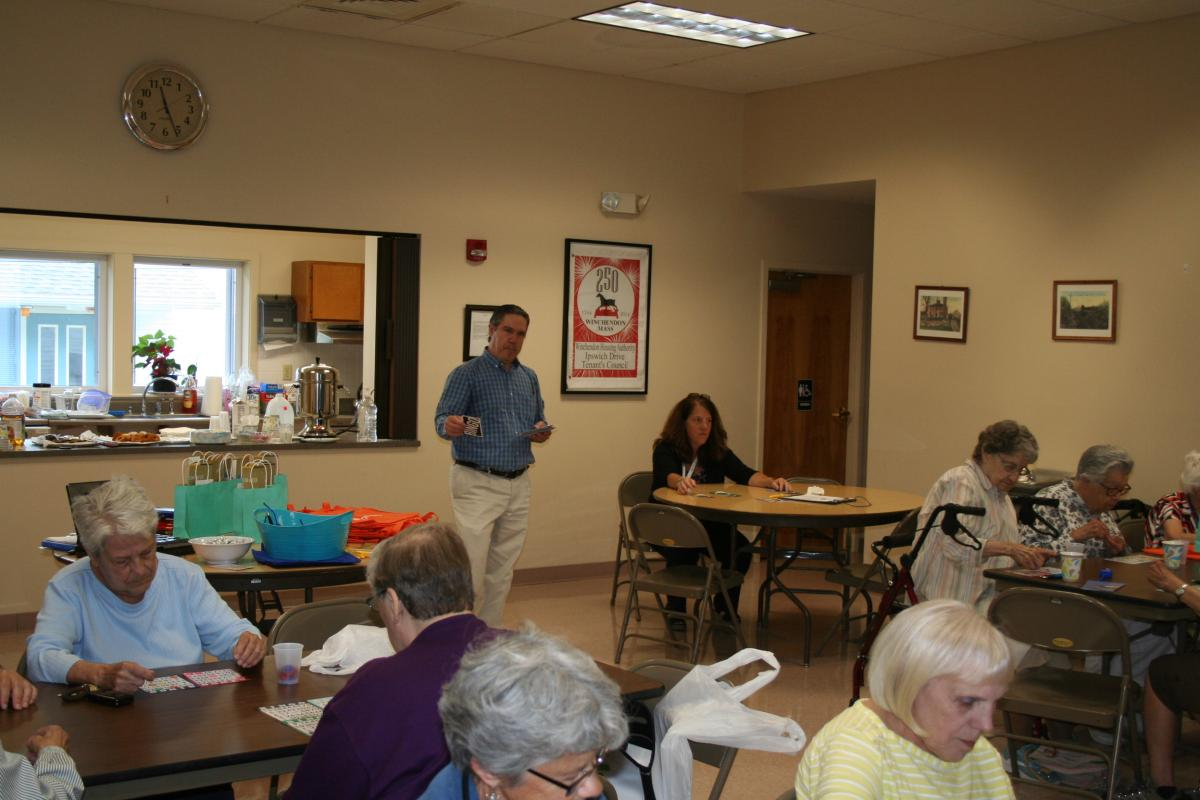 Jeff Stearns from Fallon Health Navicare calling the Bingo Numbers